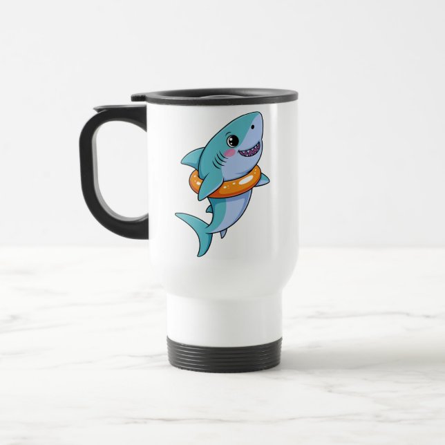 Cute Shark Baby With Float | Kids Travel Mug (Left)