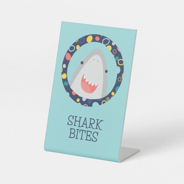 Cute Shark Bites  Pedestal Sign (Front)