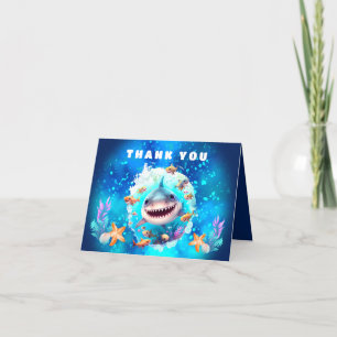 Cute Shark Boy Birthday Thank You Card