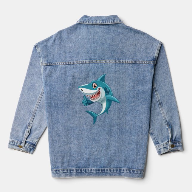 Cute shark denim jacket (Back)