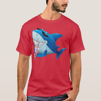 Cute Shark Drinking Bubble Boba Tea Boy Men T-Shirt