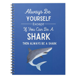 Cute Shark Gift For Kids Blue Ocean Back To School Notebook