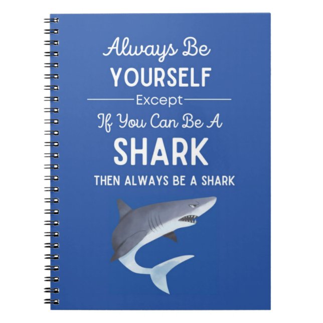Cute Shark Gift For Kids Blue Ocean Back To School Notebook (Front)