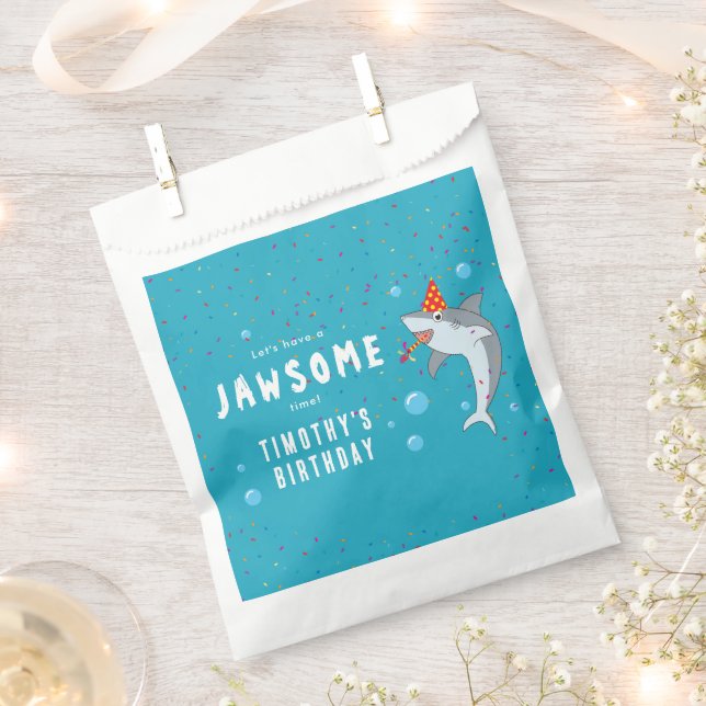 Cute Shark in Ocean Kids Birthday Party Favour Bags (Clipped)
