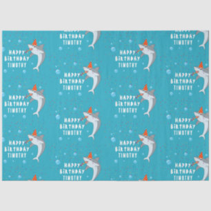 Cute Shark in Ocean Kids Birthday Party Tissue Paper