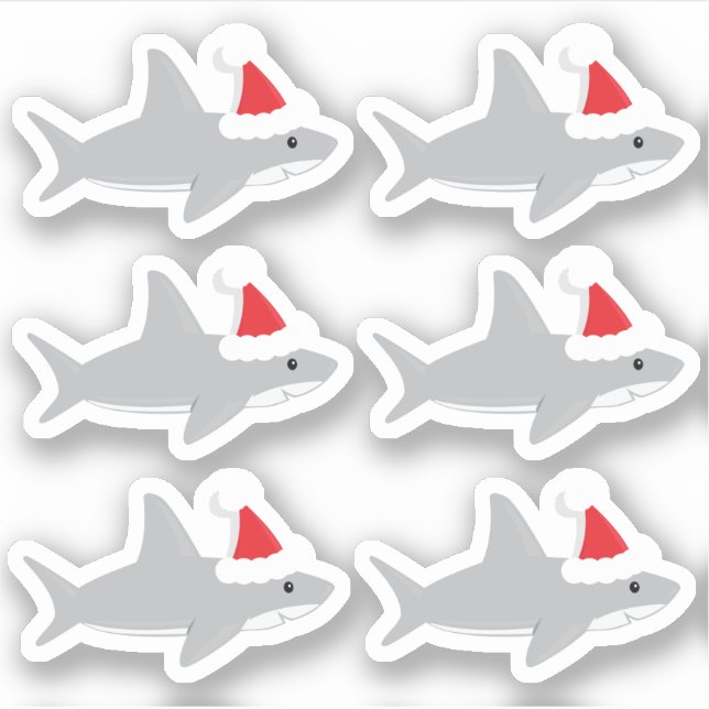 Cute Shark in Santa Hat Christmas Holiday Cartoon (Front)