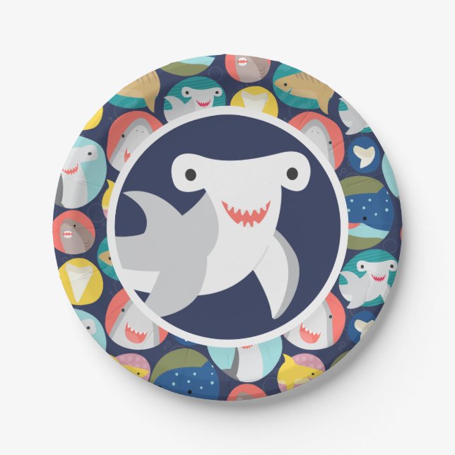 Cute Shark Paper Plate (Front)