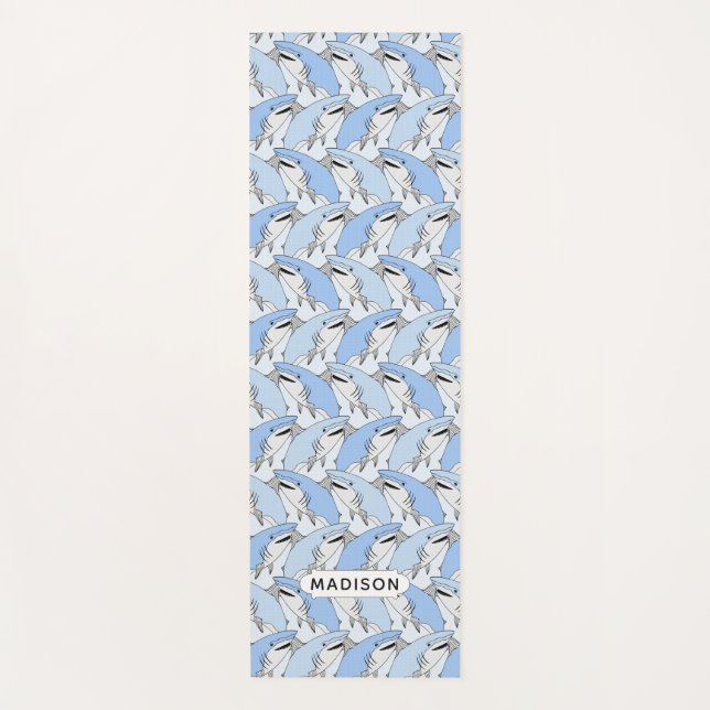 Cute Shark Pattern custom name yoga mat (Front)