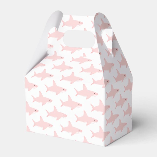 Cute Shark Pink White Favour Box (Front Side)