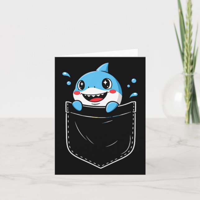 Cute Shark Pocket Meme Funny  Card (Front)