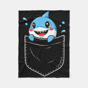 Cute Shark Pocket Meme Funny Fleece Blanket