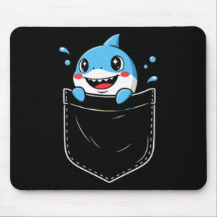 Cute Shark Pocket Meme Funny Mouse Mat