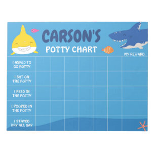 Cute Shark Potty Chart Personalised Name & Tasks Notepad