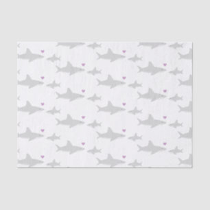 Cute Shark Purple Heart Baby Shower Tissue Paper