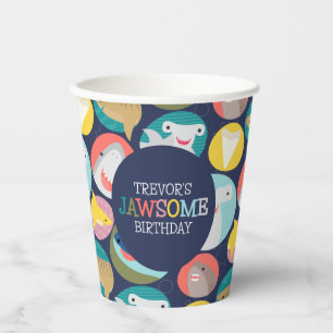 Cute Shark Species Birthday Paper Cups