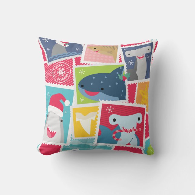 Cute Shark Species Christmas Cushion (Front)