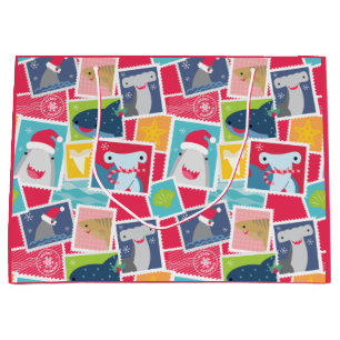 Cute Shark Species Christmas  Large Gift Bag