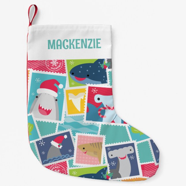 Cute Shark Species Christmas Small Christmas Stocking (Front)