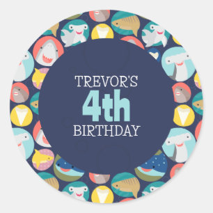 Cute Shark Species Classic Round Sticker