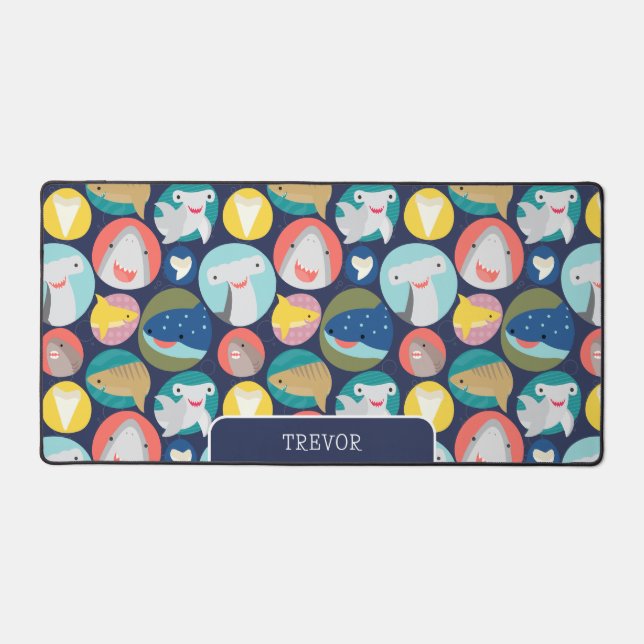 Cute Shark Species  Desk Mat (Front)