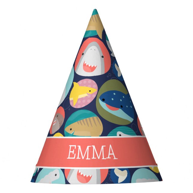 Cute Shark Species Name Party Hat (Front)
