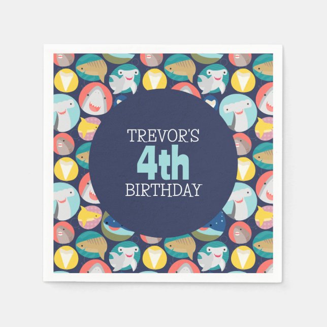 Cute Shark Species Napkin (Front)