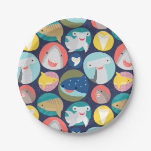 Cute Shark Species Paper Plate
