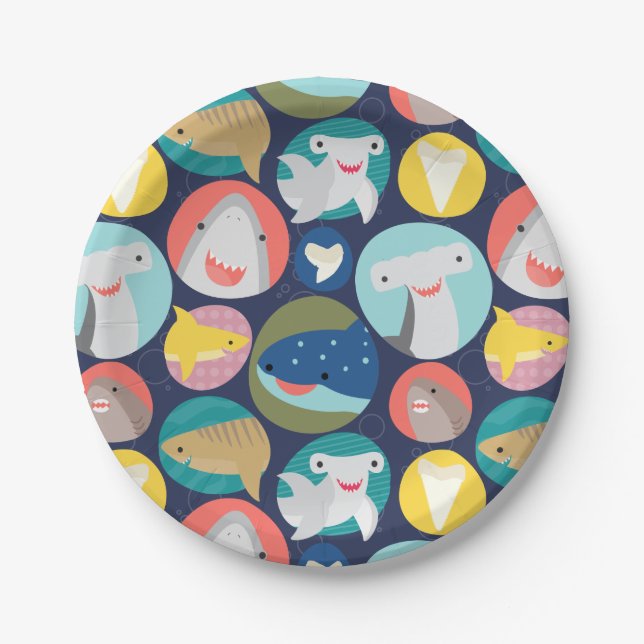 Cute Shark Species Paper Plate (Front)