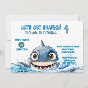 Cute Shark Splash Kids Birthday Invitation