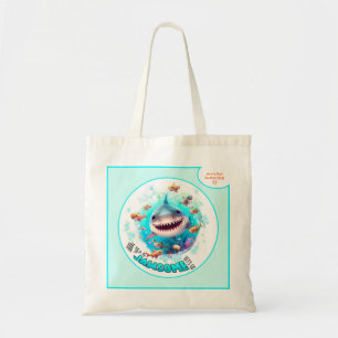 Cute Shark Summer Vacation Personalized Boy Tote Bag