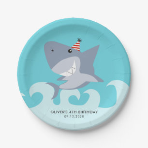 Cute Shark Theme Birthday Party Paper Plate