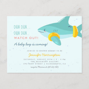 Cute Shark With Arm Bands Summer Baby Shower Invitation Postcard