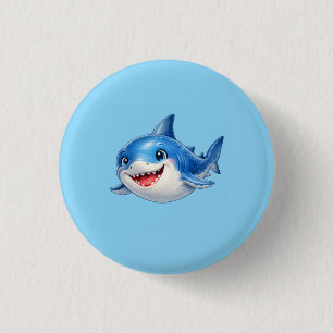 Cute Shark with Big Eyes Happy Ocean Animal Illust 3 Cm Round Badge