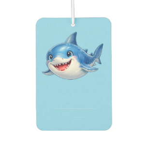 Cute Shark with Big Eyes Happy Ocean Animal Illust Car Air Freshener