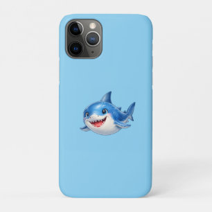 Cute Shark with Big Eyes Happy Ocean Animal Illust iPhone 11 Pro Case