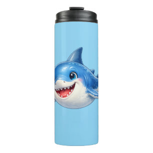 Cute Shark with Big Eyes Happy Ocean Animal Illust Thermal Tumbler