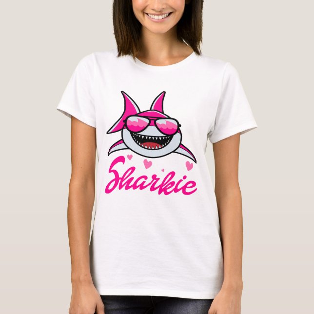 Cute Shark  Womens Kids Funny Shark T-Shirt (Front)
