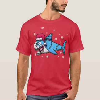 Cute Shark Xmas Lights Santa Shark Christmas T-Shirt