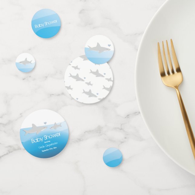 Cute Sharks and Ocean | Baby Shower Confetti (Group)
