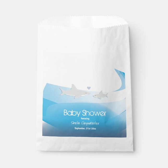 Cute Sharks and Ocean | Baby Shower Favour Bag (Front)