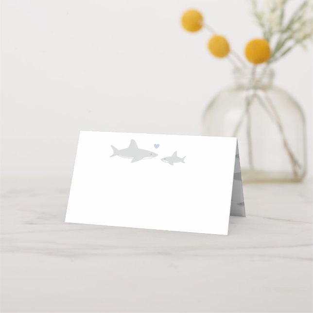Cute Sharks and Ocean | Baby Shower Place Cards (Front)