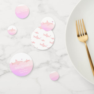 Cute Sharks and Ocean Pink White   Baby Shower Confetti