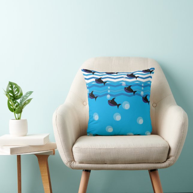 Cute Sharks Ocean Cushion (Chair)