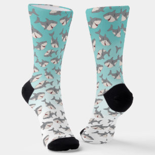 Cute Sharks Ombre Blue Shark Week Pattern Socks