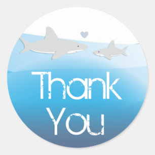 Cute Sharks Thank You Baby Shower Classic Round Sticker