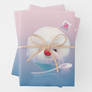 Cute Shaved Ice Dog Wrapping Paper Sheet