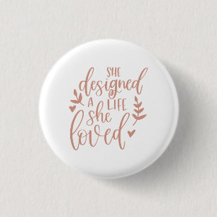 Cute She Designed A Life She Loved Botanical Blush 3 Cm Round Badge