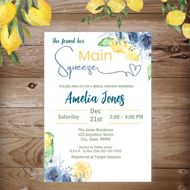 Cute She Found Her Main Squeeze Bridal Shower   Invitation (Creator Uploaded)