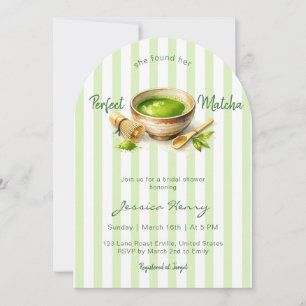 Cute She Found Her Matcha Stripes Bridal Shower Invitation