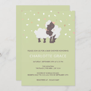 Cute Sheep And Lamb Personalised Baby Shower Invitation